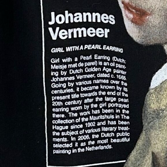 Girl With A Pearl Earring Johannes Vermeer Black Hoodie Medium - Picture 3 of 9